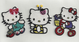 Lot De Trois Appliques En Tissu Thermocollant Hello Kitty - Dentelles Et Tissus