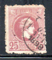 GREECE GRECIA HELLAS 1889 1895 HERMES MERCURY MERCURIO LEPTA 25l USED USATO OBLITERE' - Used Stamps