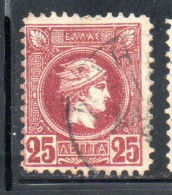 GREECE GRECIA HELLAS 1889 1895 HERMES MERCURY MERCURIO LEPTA 25l USED USATO OBLITERE' - Used Stamps