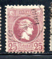 GREECE GRECIA HELLAS 1889 1895 HERMES MERCURY MERCURIO LEPTA 25l USED USATO OBLITERE' - Used Stamps