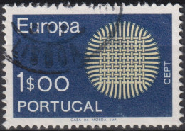 1970 Portugal ° Mi:PT 1092, Sn:PT 1060, Yt:PT 1073,Wickerwork As Symbol For The Sun, Europa (C.E.P.T.)  Lodernde Sonne - Usati