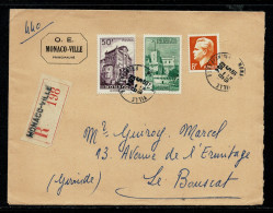 MONACO Lettre Recommandée Au Tarif 60 F MONACO-VILLE 5-6-19546  Pour Le Bouscat (33) - Storia Postale