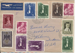 Liechtenstein Cover Sent To USA 31-10-1956  Very Good Franked (1 Of The Stamps Is Damaged) - Lettres & Documents