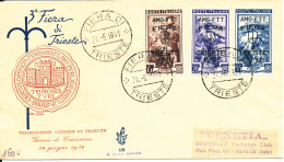 Trieste FDC 24-6-1951 AMG-FTT Fiera Trieste 1951 Complete Set Of 3 Overprinted Italy Stamps With Cachet - Marcophilia