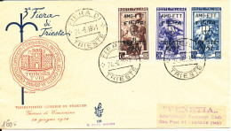 Trieste FDC 24-6-1951 AMG-FTT Fiera Trieste 1951 Complete Set Of 3 Overprinted Italy Stamps With Cachet - Storia Postale