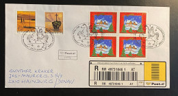 Österreich 2005 Weihnachten Mi. 2563 Viererblock, 2438, 2439 Auf R-Brief, FDC Sonderstempel LANGENWANG - Storia Postale