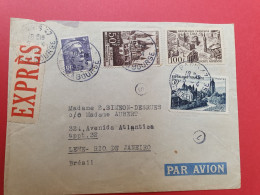 Enveloppe En Exprès De Paris Pour Rio De Janeiro En 1952 - J 443 - 1921-1960: Periodo Moderno