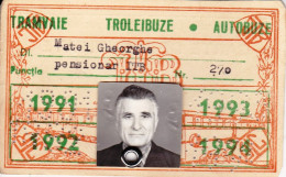 Romania, 1991, Bucharest Tramway Trolley Bus - Vintage Transport Pass, ITB - Altri & Non Classificati