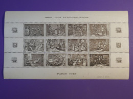 DH6 FRANCE   BEAU BLOC FEUILLET VIGNETTE AIDE AUX INTELECTUELS PARIS 1943  +BELLE GOMME++ - Briefmarkenmessen