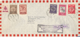 Israel Air Mail Cover Sent To Denmark 25-12-1958 Also With A Stamp From Lebanon And Turkey - Luftpost