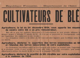 Isère Cultivateurs De Blé 1934 Genin Roy Debono - Manifesti