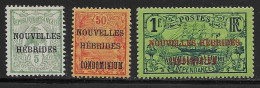 Nlle Hébrides 1908-10, 3 Timbres *, Vc 37 EUR, Y&T 1,18,19 (SN 2093) - Nuovi