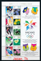JAPAN Mi. Nr. 2519-2528 Olympische Winterspiele, Nagano: Flora Und Sportdisziplinen- Kleinbogen - MNH - Blocs-feuillets