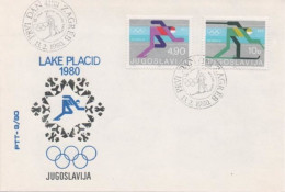 Yugoslavia 1980, FDC, Michel 1821 - 1822, Winter Olympic Games 1980 Lake Placid, First Day Cancel Zagreb - Inverno1980: Lake Placid