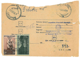 CIP 24 - 27-a BALCESTI, Valcea, Acte De Procedura - Cover Receipt - Used - 1955 - Storia Postale