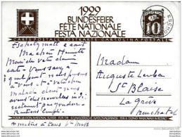 57 - 27 - Entier Postal Fête Nationale 1929 Cachet à Date D'Escholzmatt - Entiers Postaux