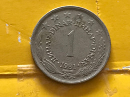 Münze Münzen Umlaufmünze Jugoslawien 1 Dinar 1981 - Joegoslavië