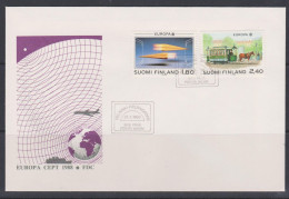 Finlande FDC 1988 1015-16 Europa Transports Et Communications Tramway Hippomobile Cheval Planisphère - FDC