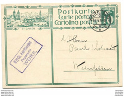 8 - 87 - Entier Postal Avec Illustration "St Gallen" Superbe Cachet à Date Worb-Dorf 1929 - Entiers Postaux