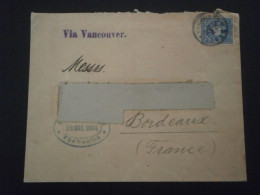 JAPON JAPAN LETTRE ENVELOPPE COURRIER LETTER COVER YOKOHAMA VIA VANCOUVER BORDEAUX GIRONDE - Covers & Documents