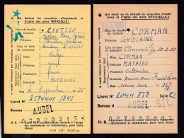 DDFF 546 -- AUBEL - 2 X Carte De Caisse D'Epargne Postale/Postspaarkaskaart 1958/1971 - Griffes Linéaires