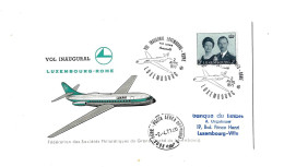 Vol Inaugural Luxembourg-Rome.Luxair.1971. - Briefe U. Dokumente