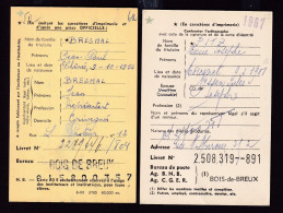 DDFF 555 -- BOIS DE BREUX - 2 X Carte De Caisse D'Epargne Postale/Postspaarkaskaart 1962/1966 - 1 X Grande Griffe - Zonder Portkosten
