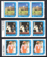 Turks & Caicos Islands 1982 21st Birthday Of Diana Princess Of Wales - Booklet Panes Set MNH (SG 713-715) - Turks And Caicos