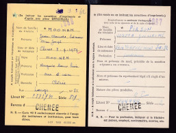 DDFF 558 -- CHENEE - 2 X Carte De Caisse D'Epargne Postale/Postspaarkaskaart 1959/1963 - Grande Griffe - Franchigia