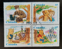Canada 1996  USED  Sc1621a    Setenant Block Of 4 X 45c, Winnie The Pooh - Used Stamps
