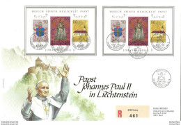 GG - Enveloppe  Du Liechtenstein Avec Blocs "visite Du Pape Pal II 1985" - Oblit Spéciales - Papes