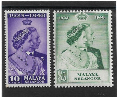 MALAYA - SELANGOR 1948 SILVER WEDDING SET MOUNTED MINT Cat £28 - Selangor