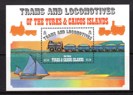 Turks & Caicos Islands 1983 Trams & Locomotives MS MNH (SG MS735) - Turks And Caicos