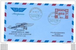 89 - 71 - Entier Postal Suisse  Regravé "Bleriot-Gedenkflug 1985 Dübendorf" 1985 - Entiers Postaux