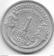 France 1 Franc 1945 C  Km 885a.3  Vf - 1 Franc