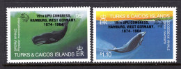 Turks & Caicos Islands 1984 UPU Congress, Hanburg - Whales - Set MNH (SG 810-811) - Turks And Caicos