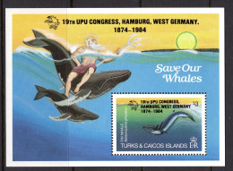 Turks & Caicos Islands 1984 UPU Congress, Hanburg - Whales - MS MNH (SG MS812) - Turks And Caicos
