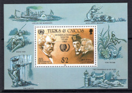 Turks & Caicos Islands 1985 Birth Anniversaries Of Mark Twain & Jakob Grimm MS MNH (SG MS853) - Turks And Caicos