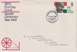 1969 Grossbritannien FDC  Mi:GB 527, Sn:GB 600, Yt:GB 574, Mahatma Gandhi - 1952-1971 Pre-Decimale Uitgaves