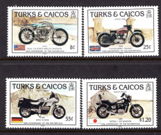 Turks & Caicos Islands 1985 Centenary Of The Motor Cycle Set MNH (SG 868-871) - Turks And Caicos