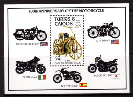 Turks & Caicos Islands 1985 Centenary Of The Motor Cycle MS MNH (SG MS872) - Turks And Caicos