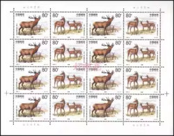 China 1999/1999-5 Red Deer — Joint Issue Stamps With Russia Full Sheet MNH - Blokken & Velletjes