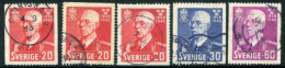 SWEDEN 1943 King's 85th Birthday Set Of 5 Used  Michel 297-99 - Gebruikt