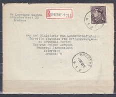 Aangetekende Brief Van Bredene A1A Naar Brussel - 1936-1951 Poortman