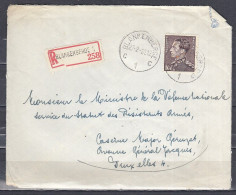 Aangetekende Brief Van Blankenberge C1C Naar Bruxelles - 1936-51 Poortman