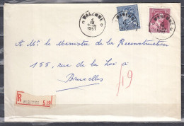 Aangetekende Brief Van Waremme C Naar Bruxelles - 1936-51 Poortman