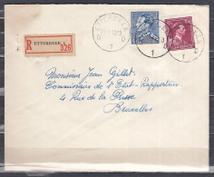 Aangetekende Brief Van Etterbeek D1D Naar Bruxelles - 1936-1951 Poortman