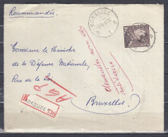 Aangetekende Brief Van Koksijde A1A Naar Bruxelles - 1936-1951 Poortman