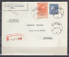 Aangetekende Brief Van Evere D1D Naar Bruxelles - 1936-51 Poortman