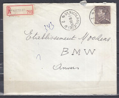 Aangetekende Brief Van St Nicolas (Liege) B2B Naar Anvers - 1936-1951 Poortman